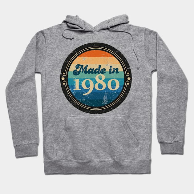 Retro Vintage Made In 1980 Hoodie by Jennifer